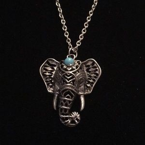 Silver Tone Elephant Necklace